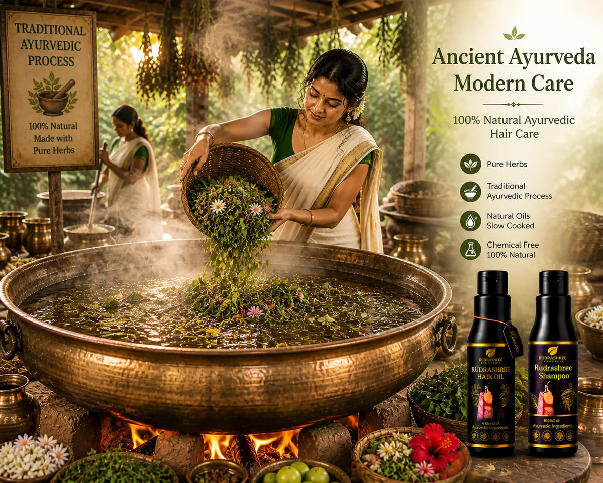 Rudrashree Ayurvedic Hair Oil & Shampoo Combo – Hair Fall Control, Hair Growth & Deep Scalp Nourishment